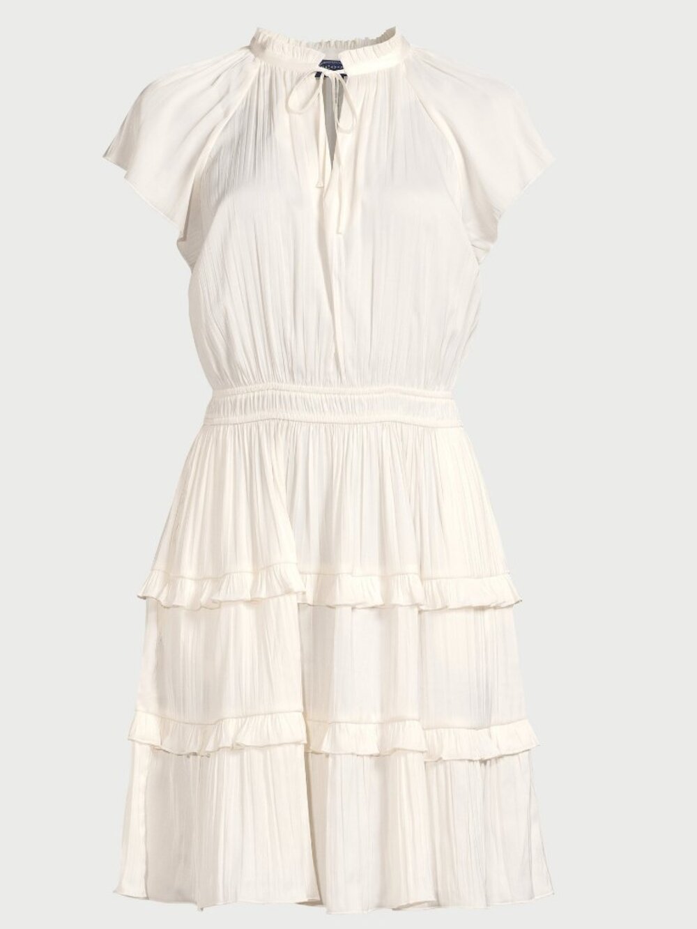 Excellent Condition, SZ XL, Plisse Satin Mini Dress, Ivory